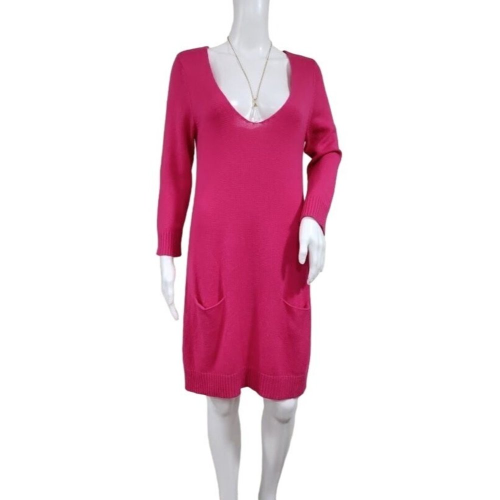 Express Design Studio Long Sleeve Ribbed Knit Mini Dress Hot Pink Women's M / S - Picture 1 of 14
